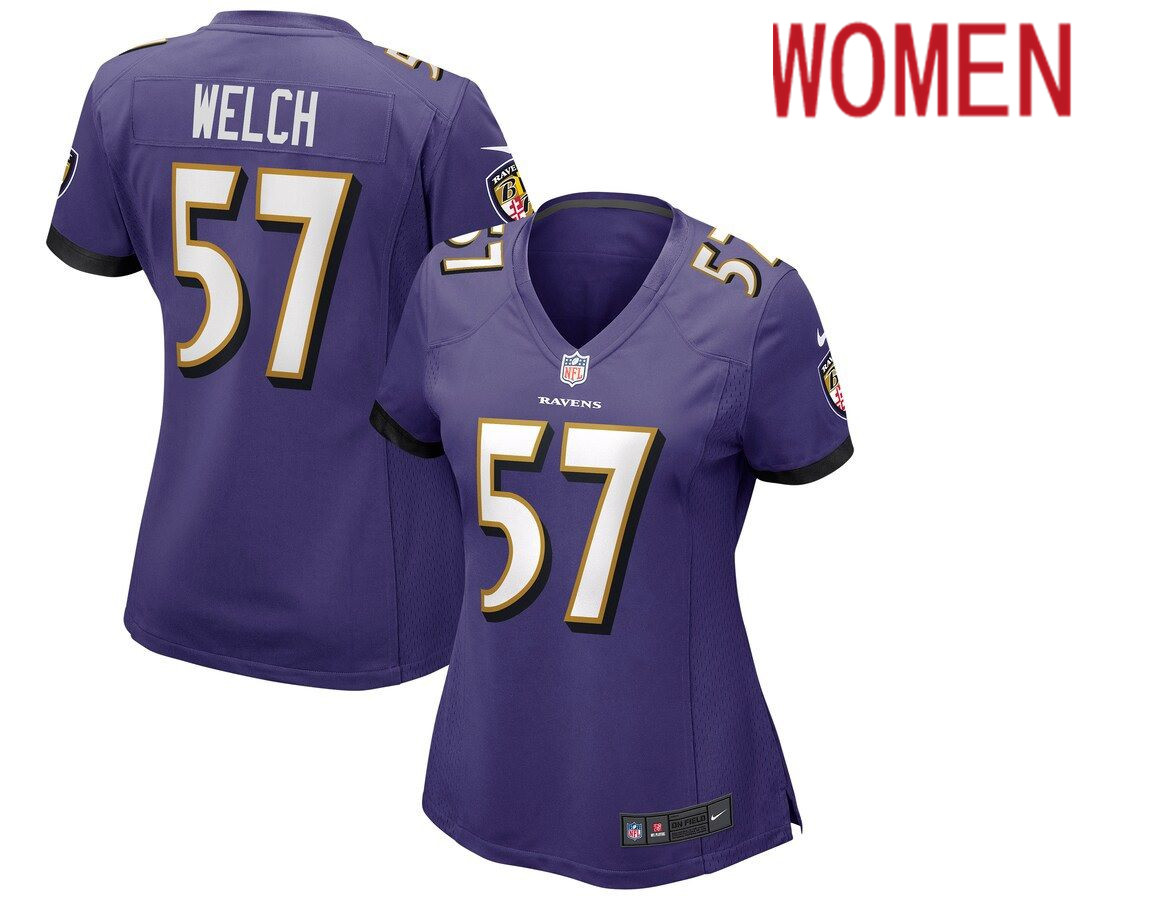 Women Baltimore Ravens #57 Kristian Welch Nike Purple Game NFL Jersey